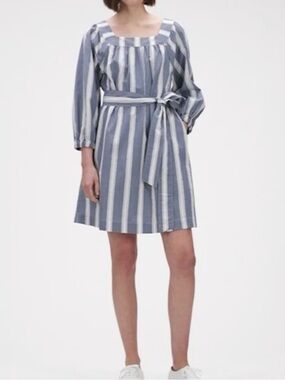 GAP Blue & White Striped Square-Neck Dress Small Tall NWT